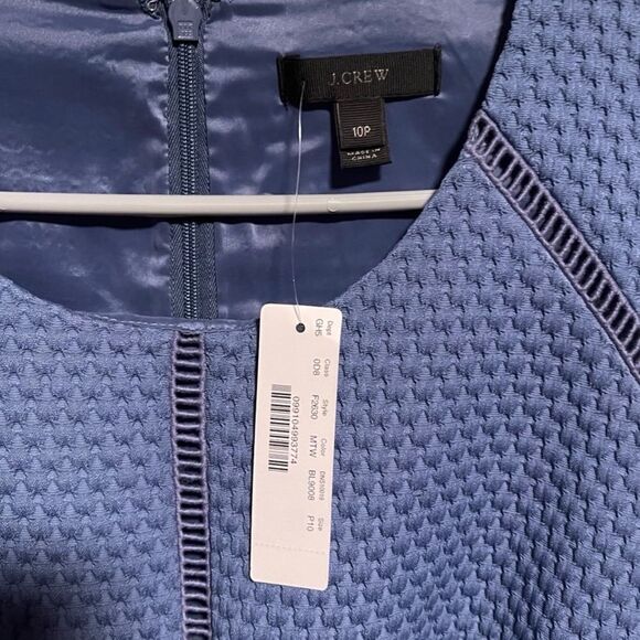 NWT-J. Crew- Women’s Powder Blue Portfolio Textured Sleeveless Sheath Dress, 10P - Picture 3 of 15
